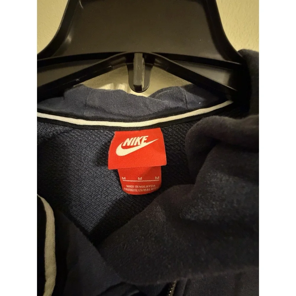 Nike Asymmetrical Full Zip Sweatshirt Hoodie Woman's M Swoosh‎ Logo Navy Blue